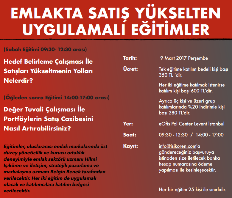 Emlakta Satış Yükselten Uygulamalı Eğitimler